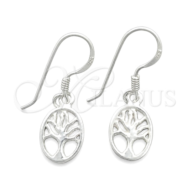 Sterling Silver Dangle Earring, Tree Design, Polished, Silver Finish, 02.397.0014