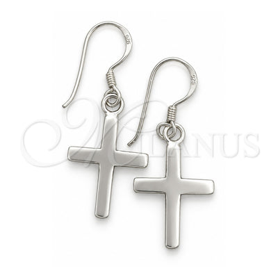 Sterling Silver Dangle Earring, Cross Design, Polished, Silver Finish, 02.397.0015