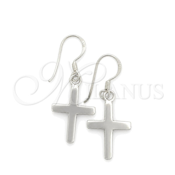 Sterling Silver Dangle Earring, Cross Design, Polished, Silver Finish, 02.397.0015