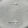 Sterling Silver Fancy Bracelet, Cross Design, Polished, Silver Finish, 03.395.0021.07 (03 MM Thickness, 7 Inches Length)