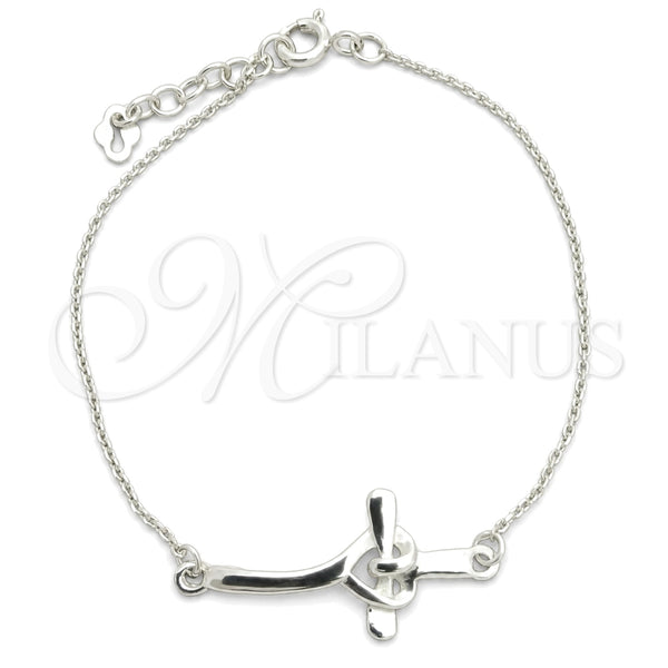 Sterling Silver Fancy Bracelet, Cross Design, Polished, Silver Finish, 03.395.0021.07 (03 MM Thickness, 7 Inches Length)