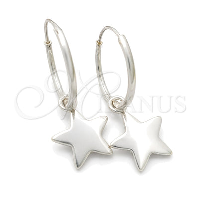 Sterling Silver Small Hoop, Star Design, Polished, Silver Finish, 02.397.0016.15 for wholesale, main product view