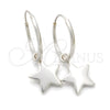 Sterling Silver Small Hoop, Star Design, Polished, Silver Finish, 02.397.0016.15