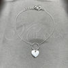 Sterling Silver Fancy Bracelet, Heart Design, Polished, Silver Finish, 03.395.0023.07 (03 MM Thickness, 7 Inches Length)