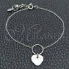 Sterling Silver Fancy Bracelet, Heart Design, Polished, Silver Finish, 03.395.0023.07 (03 MM Thickness, 7 Inches Length)