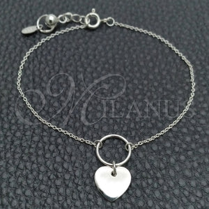 Sterling Silver Bracelet — Fancy Bracelet Heart Design Polished 03. 03 MM — main product view — SKU 147478 | Plata 925 brazalete — elegante Bracelet corazón diseño pulido 03. 03 MM — SKU 147478