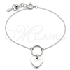 Sterling Silver Fancy Bracelet, Heart Design, Polished, Silver Finish, 03.395.0023.07 (03 MM Thickness, 7 Inches Length)