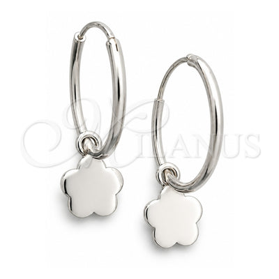 Sterling Silver Small Hoop, Flower Design, Polished, Silver Finish, 02.397.0017.15