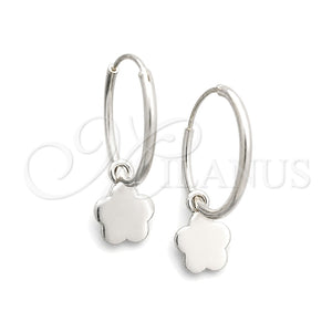 Sterling Silver Small Hoop, Flower Design, Polished, Silver Finish, 02.397.0017.15