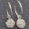 Sterling Silver Small Hoop, Flower Design, Polished, Silver Finish, 02.397.0018.15