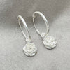 Sterling Silver Small Hoop, Flower Design, Polished, Silver Finish, 02.397.0018.15