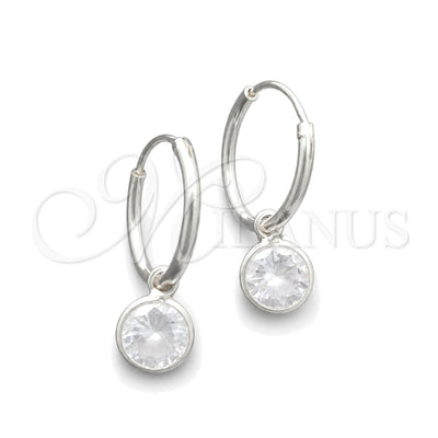 Sterling Silver Small Hoop, Ball Design, with White Cubic Zirconia, Polished, Silver Finish, 02.397.0019.15 for wholesale, main product view