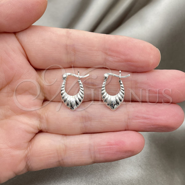 Sterling Silver Hoop Earrings — Small Hoop Teardrop Design Polished 02. — alternate product view — SKU 147490 | Plata 925 aretes de aro — Small Hoop Teardrop diseño pulido 02. — SKU 147490