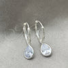 Sterling Silver Small Hoop, Teardrop Design, with White Cubic Zirconia, Polished, Silver Finish, 02.397.0021.15