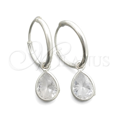 Sterling Silver Small Hoop, Teardrop Design, with White Cubic Zirconia, Polished, Silver Finish, 02.397.0021.15 for wholesale, main product view