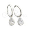 Sterling Silver Small Hoop, Teardrop Design, with White Cubic Zirconia, Polished, Silver Finish, 02.397.0021.15