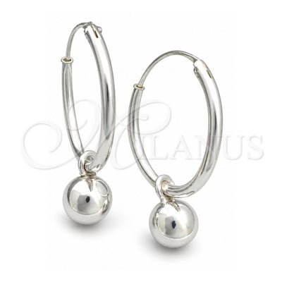 Sterling Silver Small Hoop, Ball Design, Polished, Silver Finish, 02.397.0022.20