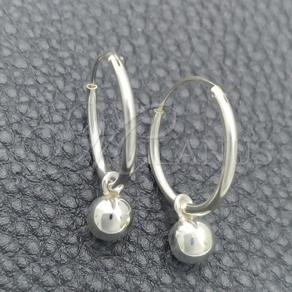 Sterling Silver Hoop Earrings — Small Hoop Ball Design Polished 02. — main product view — SKU 147493 | Plata 925 aretes de aro — Small Hoop Ball diseño pulido 02. — SKU 147493