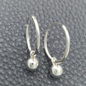 Sterling Silver Hoop Earrings — Small Hoop Ball Design Polished 02. — main product view — SKU 147493 | Plata 925 aretes de aro — Small Hoop Ball diseño pulido 02. — SKU 147493