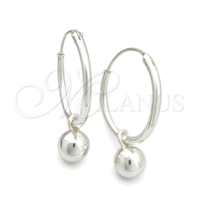 Sterling Silver Small Hoop, Ball Design, Polished, Silver Finish, 02.397.0022.20 for wholesale, main product view