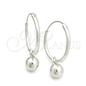 Sterling Silver Small Hoop, Ball Design, Polished, Silver Finish, 02.397.0022.20