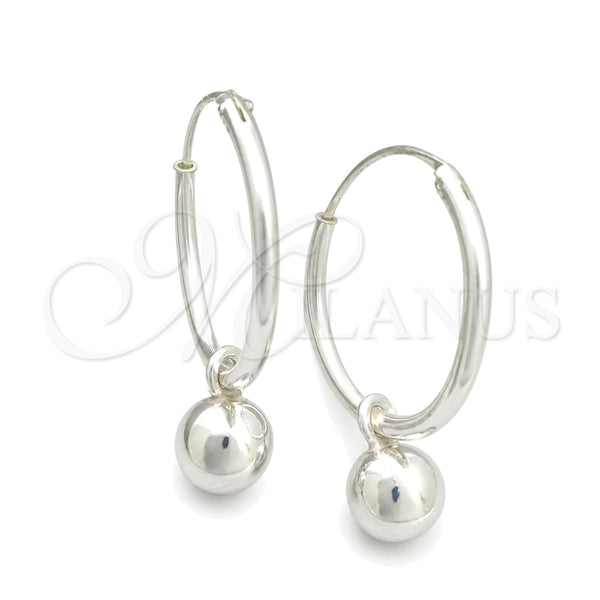 Sterling Silver Small Hoop, Ball Design, Polished, Silver Finish, 02.397.0022.20