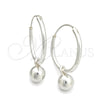 Sterling Silver Small Hoop, Ball Design, Polished, Silver Finish, 02.397.0022.20