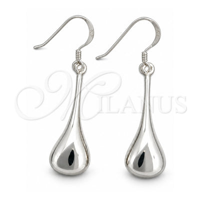 Sterling Silver Dangle Earring, Teardrop Design, Polished, Silver Finish, 02.395.0020