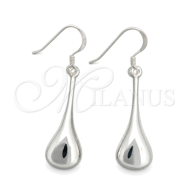 Sterling Silver Dangle Earring, Teardrop Design, Polished, Silver Finish, 02.395.0020