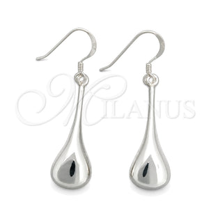 Sterling Silver Dangle Earring, Teardrop Design, Polished, Silver Finish, 02.395.0020