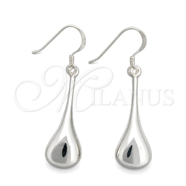 Sterling Silver Dangle Earring, Teardrop Design, Polished, Silver Finish, 02.395.0020
