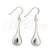 Sterling Silver Dangle Earring, Teardrop Design, Polished, Silver Finish, 02.395.0020