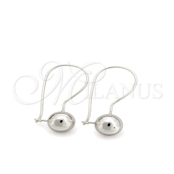 Sterling Silver Dangle Earring, Ball Design, Polished, Silver Finish, 02.395.0023