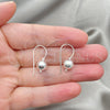 Sterling Silver Dangle Earring, Ball Design, Polished, Silver Finish, 02.395.0024