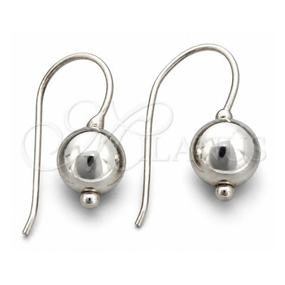 Sterling Silver Dangle Earring, Ball Design, Polished, Silver Finish, 02.395.0024