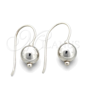 Sterling Silver Dangle Earring, Ball Design, Polished, Silver Finish, 02.395.0024