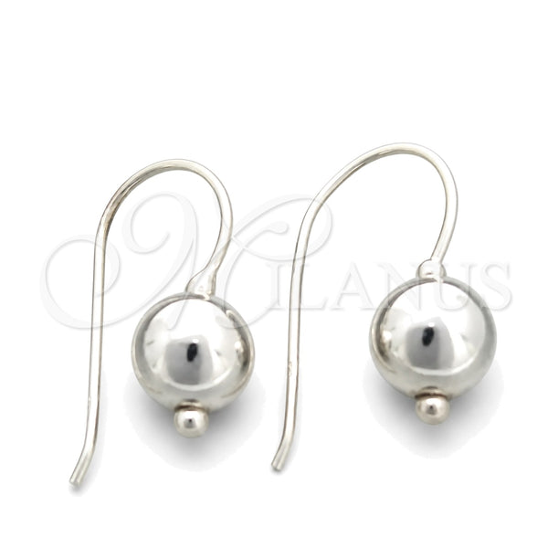 Sterling Silver Dangle Earring, Ball Design, Polished, Silver Finish, 02.395.0024
