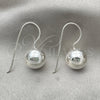 Sterling Silver Dangle Earring, Ball Design, Polished, Silver Finish, 02.395.0025