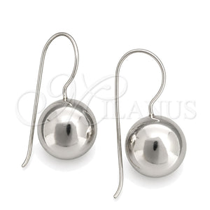 Sterling Silver Dangle Earring, Ball Design, Polished, Silver Finish, 02.395.0025