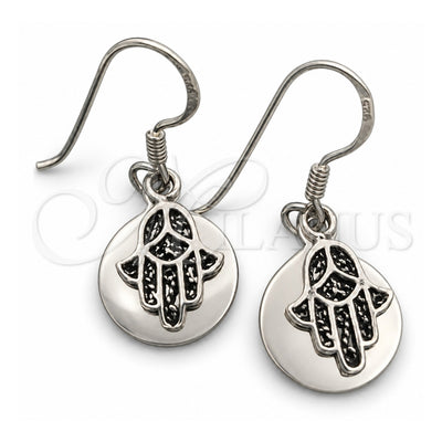 Sterling Silver Dangle Earring, Judaica and Hand of God Design, Polished, Silver Finish, 02.395.0027