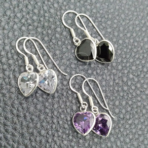 Sterling Silver Ring — Dangle Earring Heart Design with White Cubic Zirconia — main product view — SKU 147515 | Plata 925 anillo — Dangle Earring corazón diseño with blanco Cubic Zirconia — SKU 147515