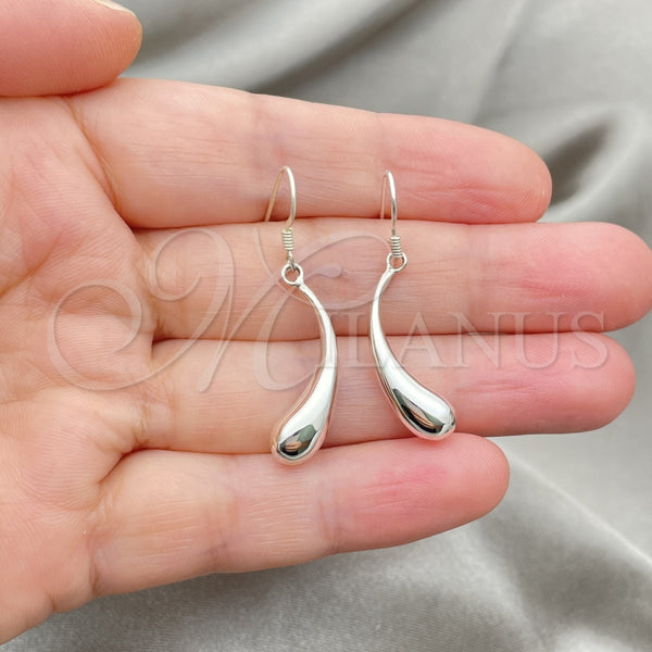 Sterling Silver Ring — Dangle Earring Hollow and Teardrop Design Polished 02. — alternate product view — SKU 147522 | Plata 925 anillo — Dangle Earring Hollow and Teardrop diseño pulido 02. — SKU 147522
