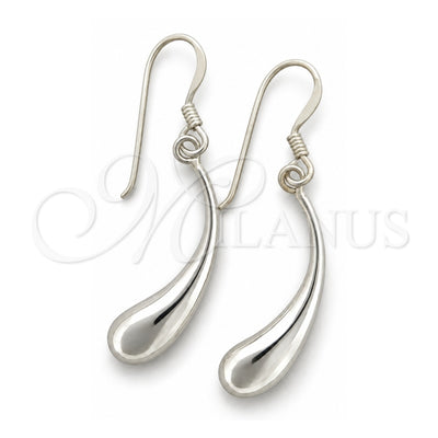 Sterling Silver Dangle Earring, Hollow and Teardrop Design, Polished, Silver Finish, 02.396.0005