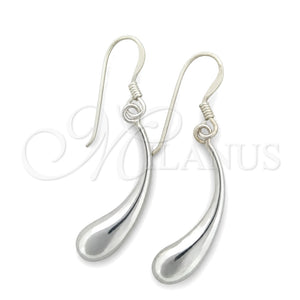Sterling Silver Dangle Earring, Hollow and Teardrop Design, Polished, Silver Finish, 02.396.0005