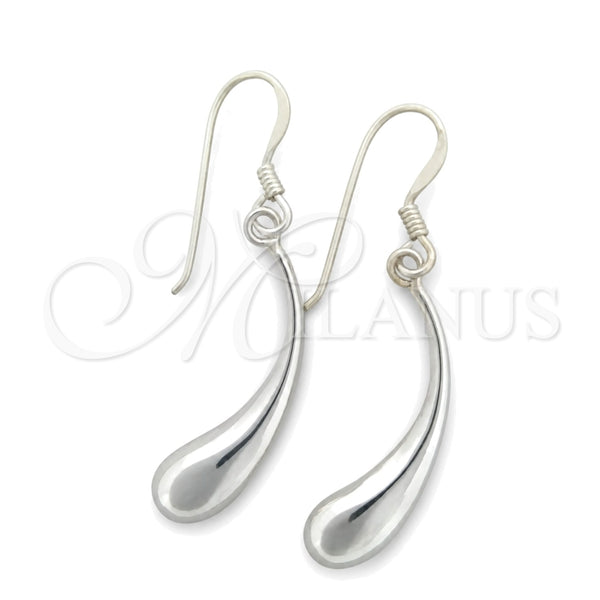 Sterling Silver Dangle Earring, Hollow and Teardrop Design, Polished, Silver Finish, 02.396.0005