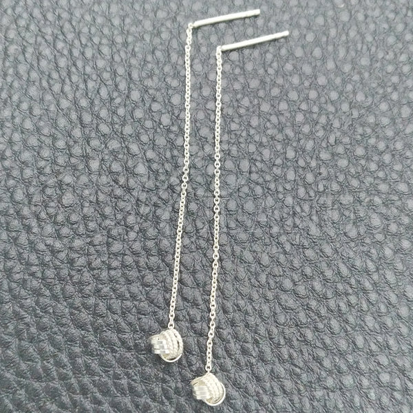 Sterling Silver Threader Earring, Love Knot Design, Polished, Silver Finish, 02.397.0025