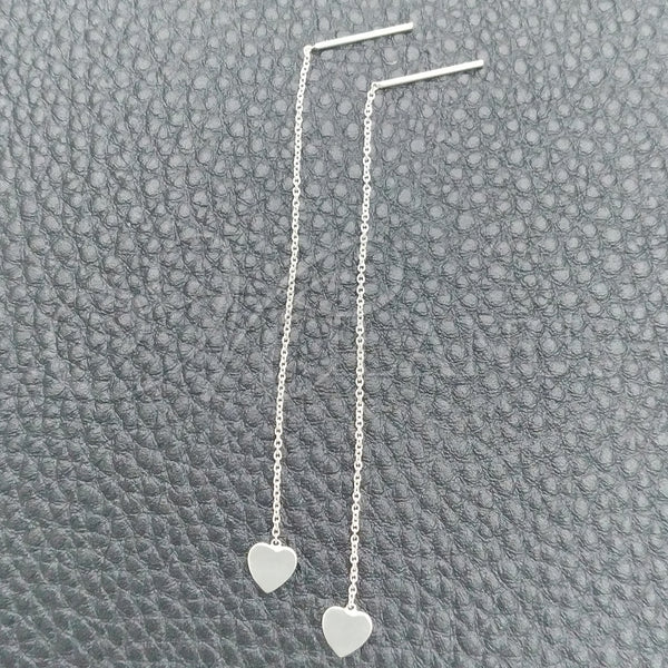 Sterling Silver Threader Earring, Heart Design, Polished, Silver Finish, 02.397.0027