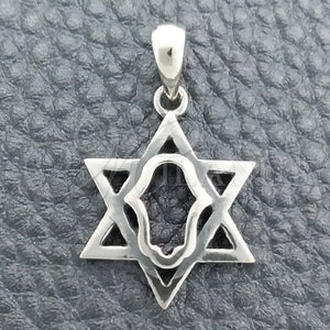 Sterling Silver Pendant — Religious Pendant Judaica and Star of David Design — main product view — SKU 147534 | Plata 925 dije — Religious Pendant Judaica and estrella of David diseño — SKU 147534