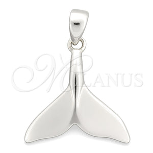 Sterling Silver Fancy Pendant, Fish Design, Polished, Silver Finish, 05.396.0010