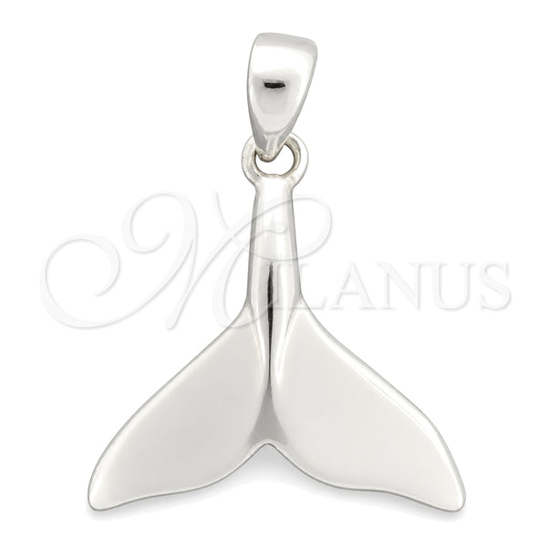 Sterling Silver Fancy Pendant, Fish Design, Polished, Silver Finish, 05.396.0010